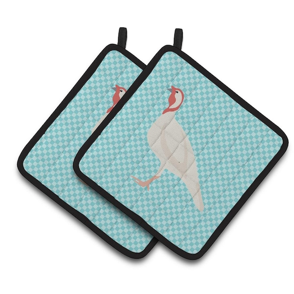 Carolines Treasures Beltsville Small White Turkey Hen Blue Check Pair of Pot Holders - BB8163PTHD