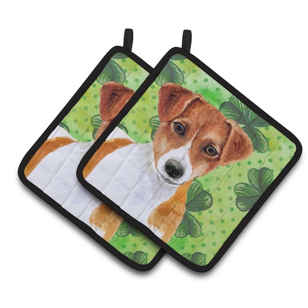Carolines Treasures Jack Russell Terrier St.Patricks Pair of Pot Holders - BB9863PTHD