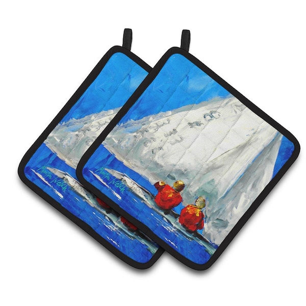 Carolines Treasures Sailboat Twos Company Pair of Pot Holders - MW1360PTHD