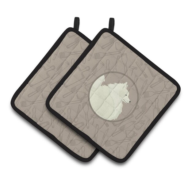 Carolines Treasures Spitz In the Kitchen Pair of Pot Holders - CK2212PTHD