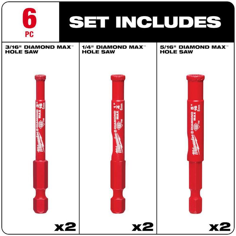 Set de sierra de perforación Milwaukee Diamond MAX (6 piezas) - 49-56-0500-49-56-0500