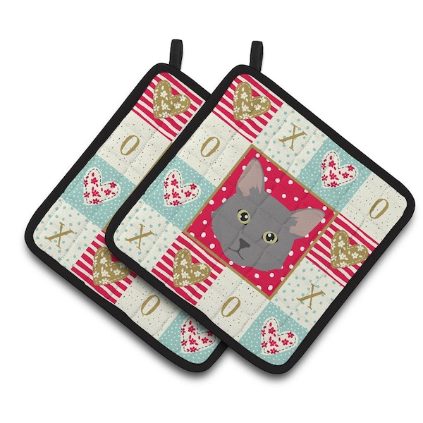 Carolines Treasures 7.5 x 7.5 in. Nebelung Cat Love Pair of Pot Holders - CK5136PTHD
