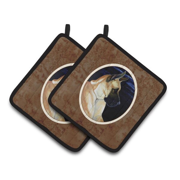 Carolines Treasures Fawn Great Dane in the Moonlight Pair of Pot Holders - 7059PTHD