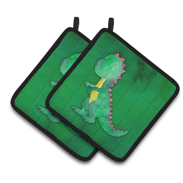 Carolines Treasures Tyrannosaurus Rex Watercolor Pair of Pot Holders - BB7401PTHD