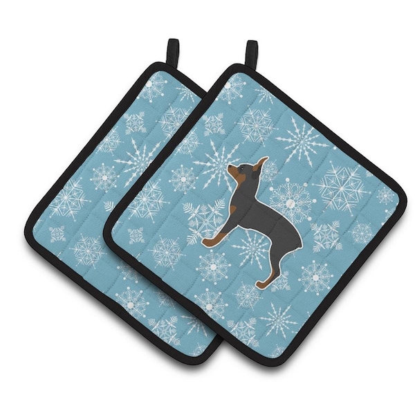 Carolines Treasures Winter Snowflake Toy Fox Terrier Pair of Pot Holders - BB3487PTHD