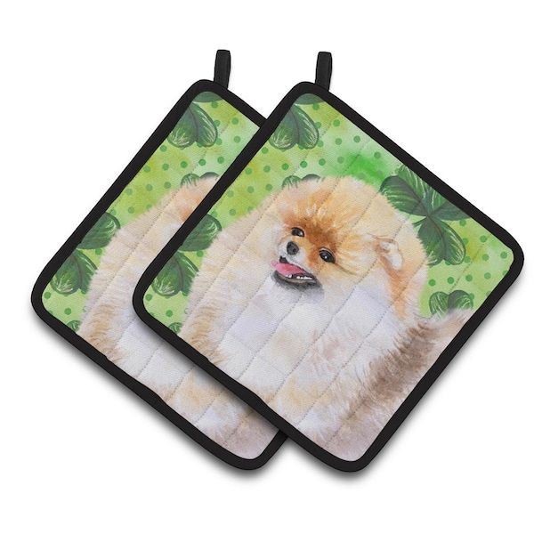 Carolines Treasures Pomeranian St.Patricks Pair of Pot Holders - BB9856PTHD