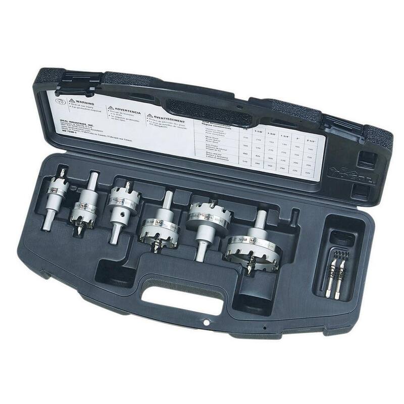 Juego de cortador de agujero con punta de carburo de 7/8 a 2-1/2 pulgadas para electricista maestro TKO de IDEAL (8 piezas) - 36-314