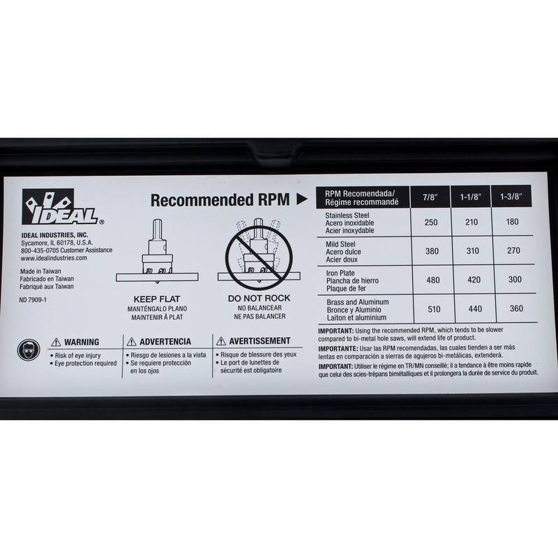 Juego de cortador de agujero con punta de carburo de 7/8 a 2-1/2 pulgadas para electricista maestro TKO de IDEAL (8 piezas) - 36-314
