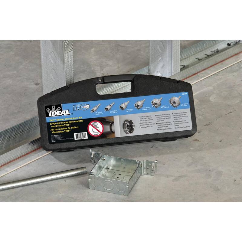 Juego de cortador de agujero con punta de carburo de 7/8 a 2-1/2 pulgadas para electricista maestro TKO de IDEAL (8 piezas) - 36-314