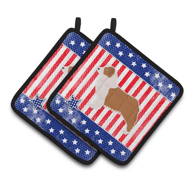 Carolines Treasures USA Patriotic Australian Shepherd Dog Pair of Pot Holders - BB3333PTHD