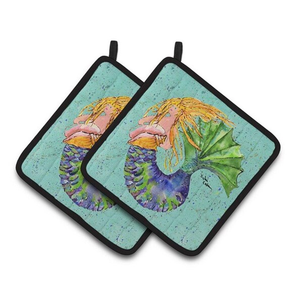 Carolines Treasures Mermaid Pair of Pot Holders, 7.5 x 3 x 7.5 in. - 8336PTHD