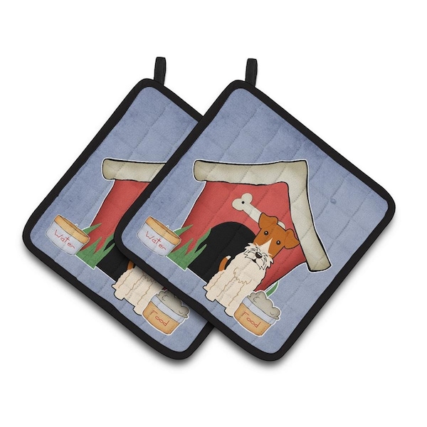 Carolines Treasures Dog House Collection Wire Fox Terrier Pair of Pot Holders - BB2855PTHD