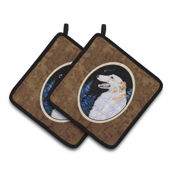 Carolines Treasures Borzoi Pair of Pot Holders, 7.5 x 3 x 7.5 in. - SS8626PTHD