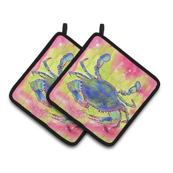 Carolines Treasures Crab Pair of Pot Holders, 7.5 x 3 x 7.5 in. - 8343PTHD