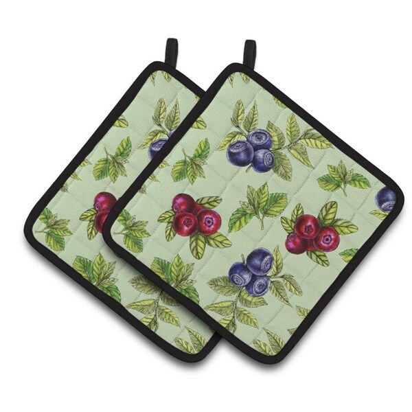 Carolines Treasures Berries in Green Pair of Pot Holders - BB5208PTHD