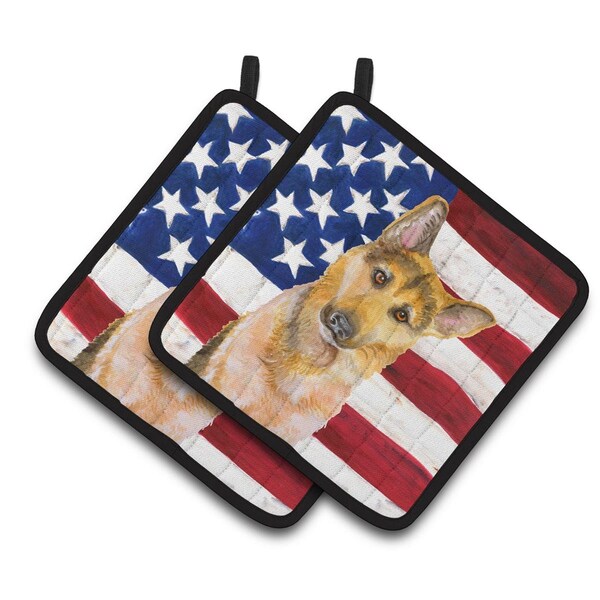 Carolines Treasures German Shepherd No. 2 Patriotic Pair of Pot Holders - BB9711PTHD