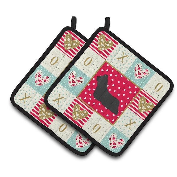 Carolines Treasures 7.5 x 7.5 in. Skye Terrier Love Pair of Pot Holders - CK5954PTHD