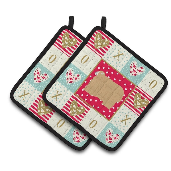 Carolines Treasures 7.5 x 7.5 in. Lincoln Longwool Sheep Love Pair of Pot Holders - CK5398PTHD