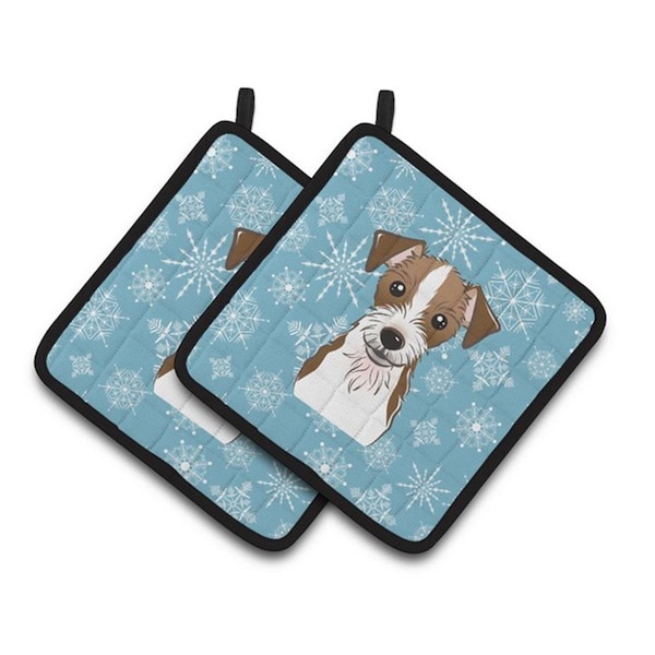 Carolines Treasures Snowflake Jack Russell Terrier Pair of Pot Holders, 7.5 x 3 x 7.5 in. - BB1636PTHD