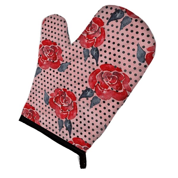 Carolines Treasures Watercolor Red Roses and Polkadots Oven Mitt - BB7513OVMT