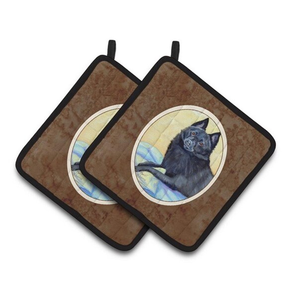 Carolines Treasures Schipperke Sweet Dreams Pair of Pot Holders, 7.5 x 3 x 7.5 in. - 7152PTHD