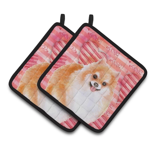 Carolines Treasures Pomeranian No 2 Love Pair of Pot Holders - BB9803PTHD