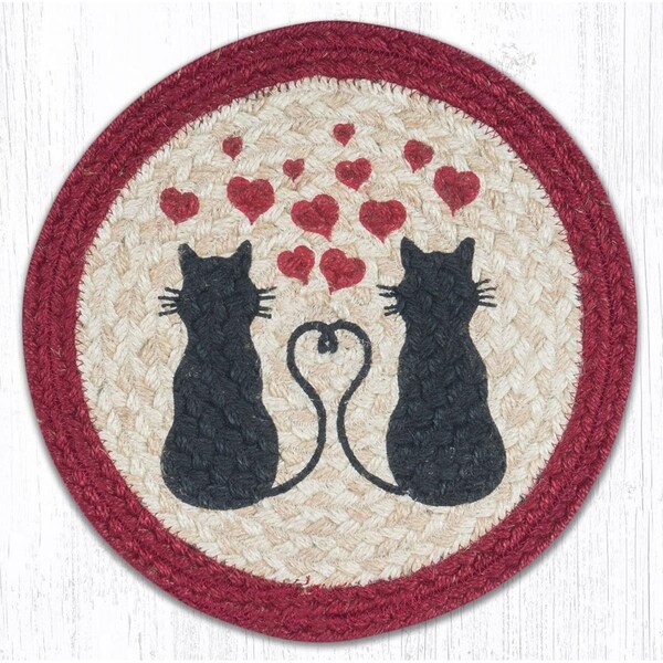Razoredge 10 in. Jute Round Love Cats Printed Trivet - RA2548477