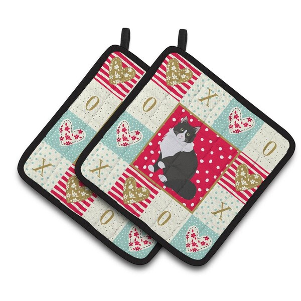 Carolines Treasures 7.5 x 7.5 in. Siberian Forest Cat Love Pair of Pot Holders - CK5788PTHD