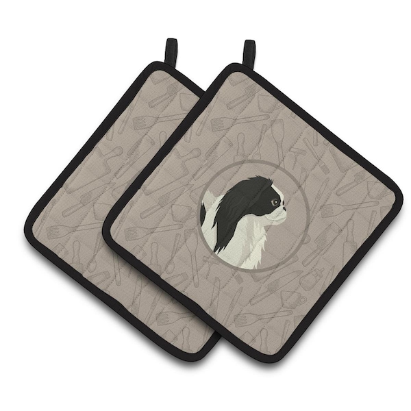 Carolines Treasures Japanese Chin In the Kitchen Pair of Pot Holders - CK2195PTHD