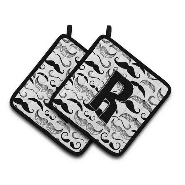 Carolines Treasures Letter R Moustache Initial Pair of Pot Holders, 7.5 x 3 x 7.5 in. - CJ2009-RPTHD