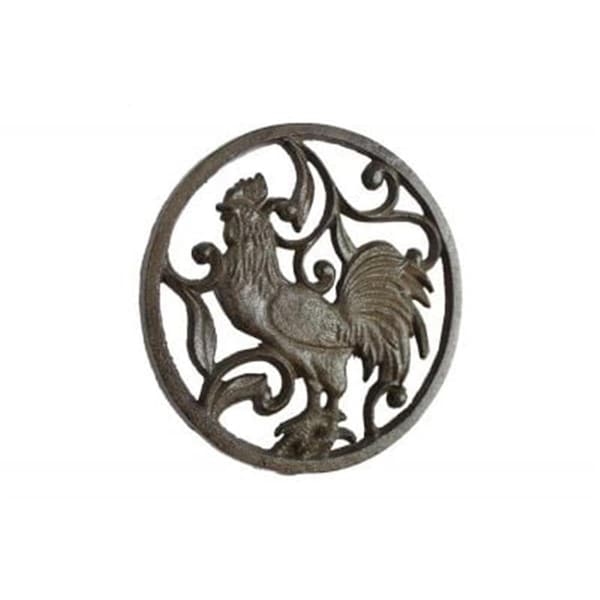 Handcrafted Model Ships 8 in. Cast Iron Rooster Trivet - K-0239-CAST-IRON