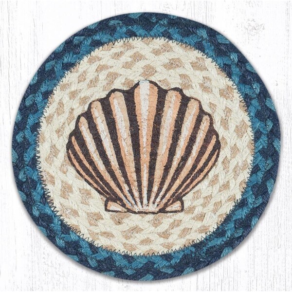 Razoredge 10 in. Jute Round Scallop Printed Trivet - RA2548476