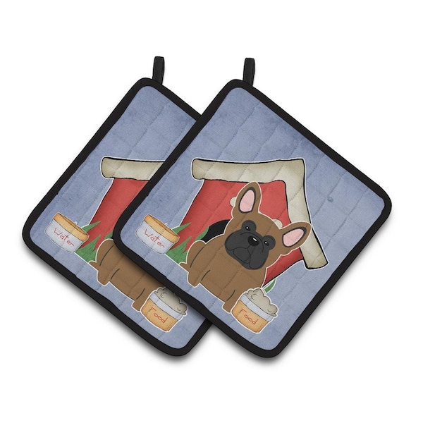 Carolines Treasures Dog House Collection French Bulldog Brown Pair of Pot Holders - BB2767PTHD