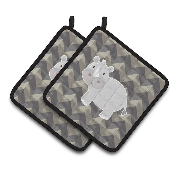 Carolines Treasures Rhinoceros Pair of Pot Holders - BB7033PTHD