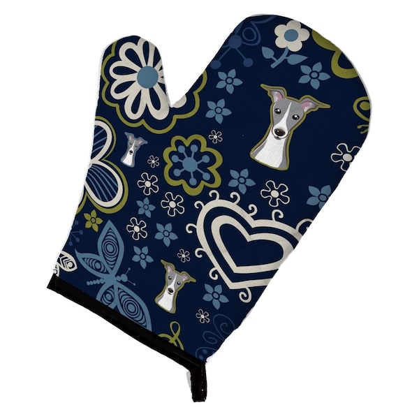 Carolines Treasures Blue Flowers Italian Greyhound Oven Mitt - BB5087OVMT