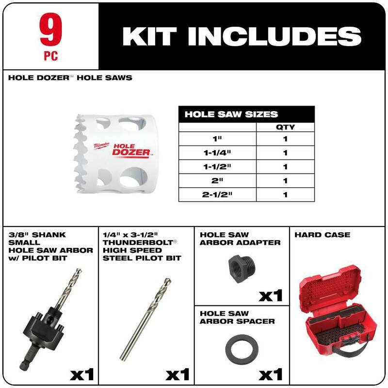 Juego de sierras perforadoras bimetálicas de propósito general Milwaukee Hole Dozer (9 piezas) - 49-22-4009
