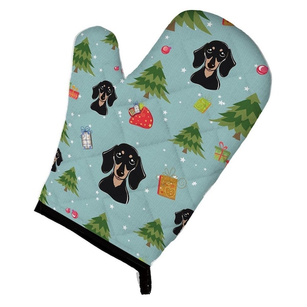 Carolines Treasures Christmas Smooth Black and Tan Dachshund Oven Mitt - BB5004OVMT