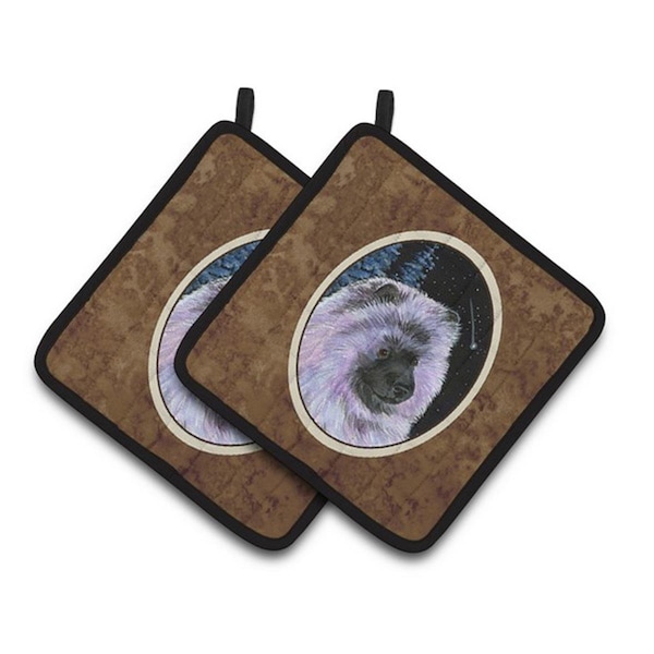 Carolines Treasures Starry Night Keeshond Pair of Pot Holders, 7.5 x 3 x 7.5 in. - SS8412PTHD