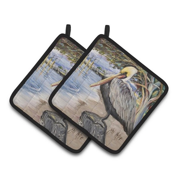 Carolines Treasures Pelican Bay Pair of Pot Holders, 7.5 x 3 x 7.5 in. - JMK1218PTHD