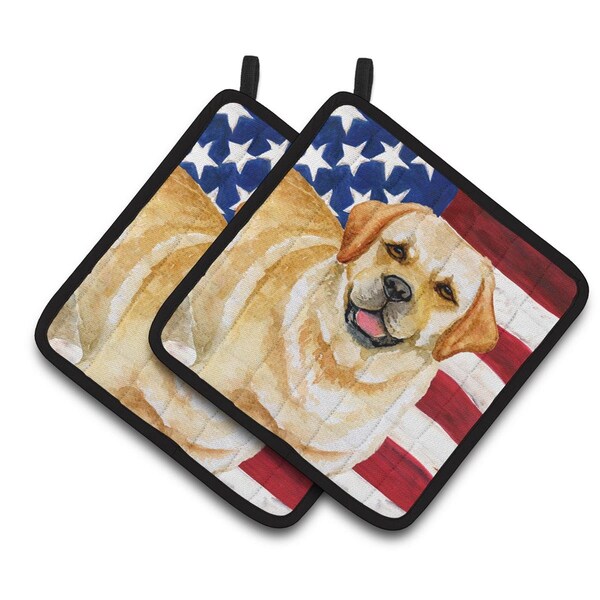 Carolines Treasures Golden Retriever Patriotic Pair of Pot Holders - BB9664PTHD