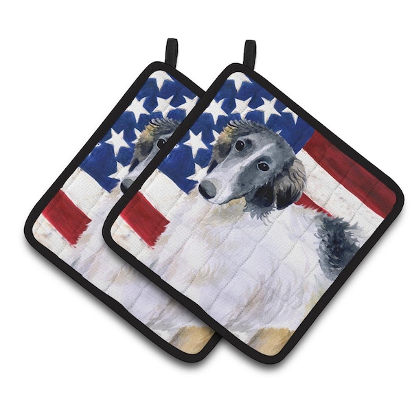 Carolines Treasures Borzoi Patriotic Pair of Pot Holders - BB9672PTHD