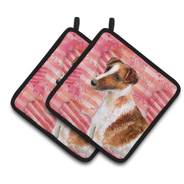 Carolines Treasures Smooth Fox Terrier Love Pair of Pot Holders - BB9734PTHD