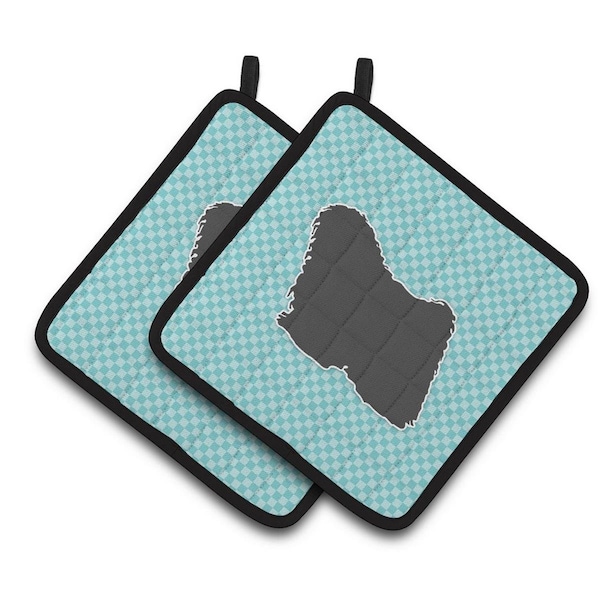 Carolines Treasures Puli Checkerboard Blue Pair of Pot Holders - BB3763PTHD