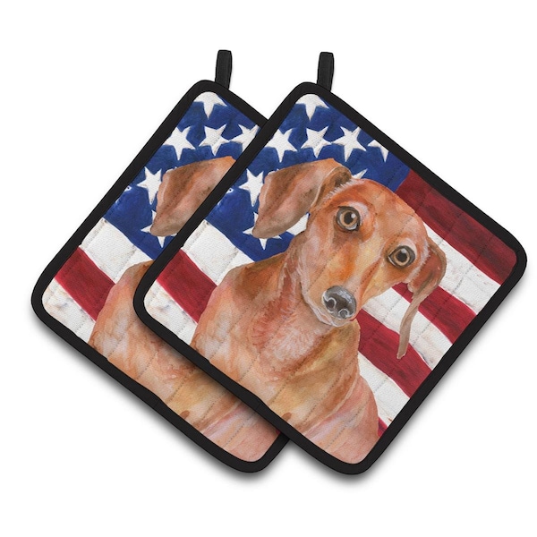 Carolines Treasures Red Dachshund Patriotic Pair of Pot Holders - BB9707PTHD