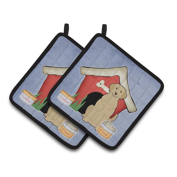 Carolines Treasures Dog House Collection Yellow Labrador Pair of Pot Holders - BB2809PTHD
