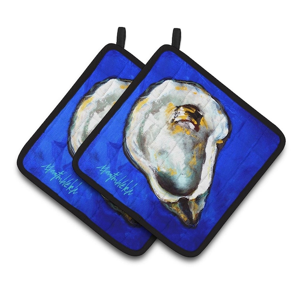 Carolines Treasures Oyster Gray Shell Pair of Pot Holders - MW1329PTHD