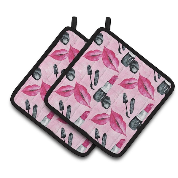 Carolines Treasures Watercolor Diva Lipstick Pair of Pot Holders - BB7501PTHD