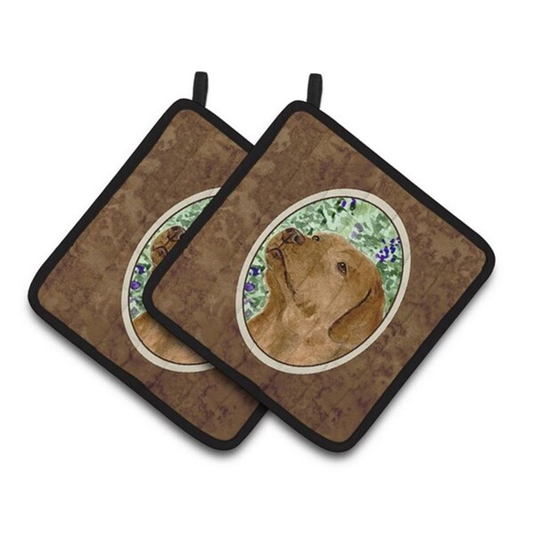Carolines Treasures Chocolate Labrador Pair of Pot Holders, 7.5 x 3 x 7.5 in. - SS8743PTHD