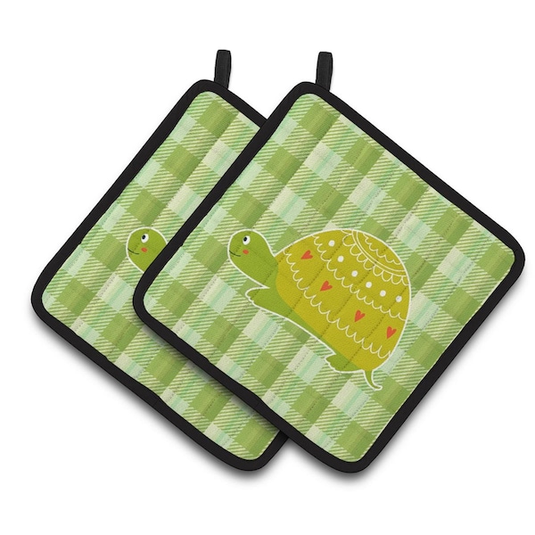 Carolines Treasures Turtle on the Move Pair of Pot Holders - BB6750PTHD