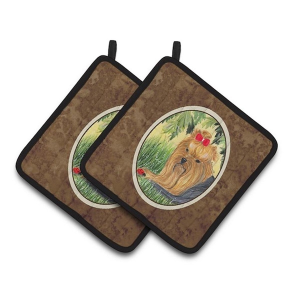 Carolines Treasures Yorkie Pair of Pot Holders, 7.5 x 3 x 7.5 in. - SS8258PTHD